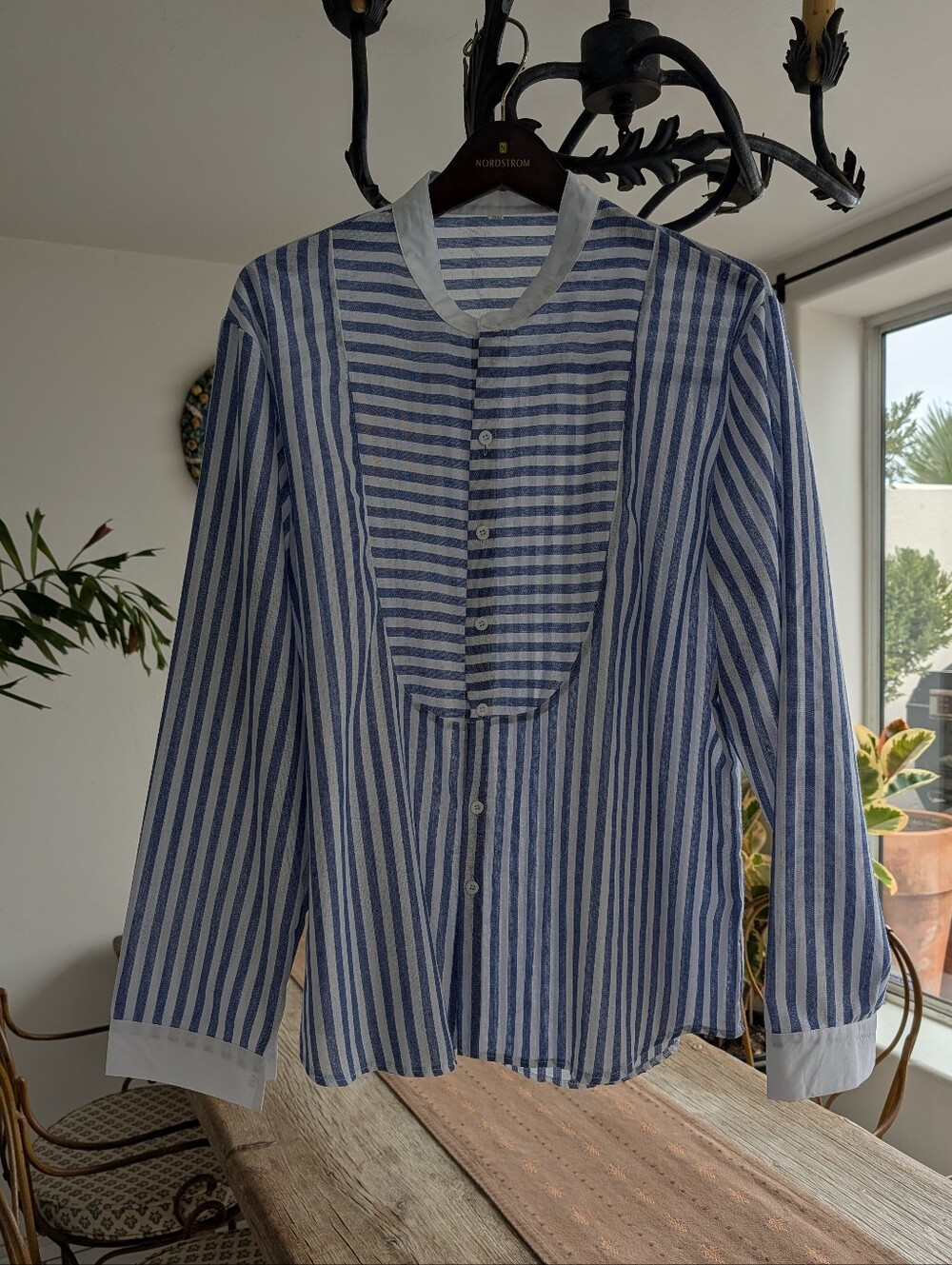 Button Up Band Collar Shirt